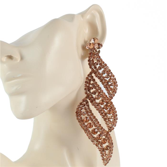 Stones Swirl Long Clip-On Earring