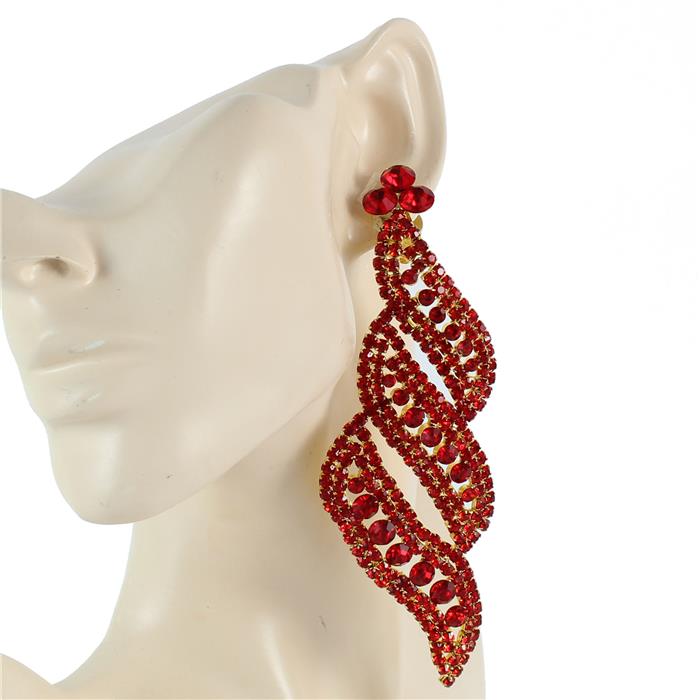 Stones Swirl Long Clip-On Earring