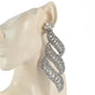 Stones Swirl Long Clip-On Earring