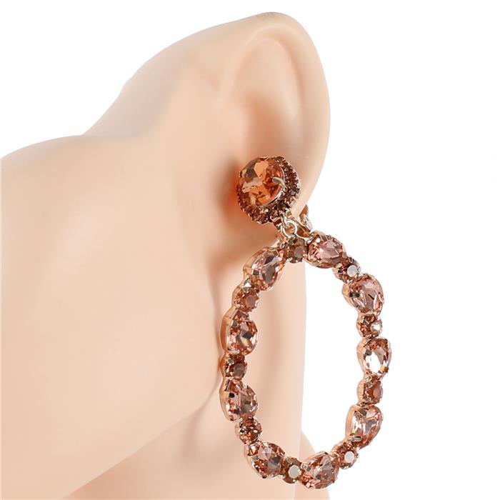 Crystal Dangling Oval Clip-On Earring