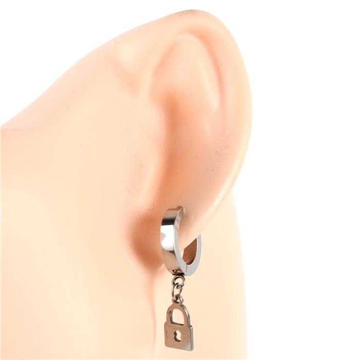 Stainless Steel Key Huggie Hoop Earring