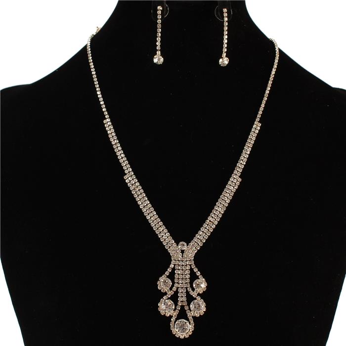 Rhinestones Drop Necklace Set