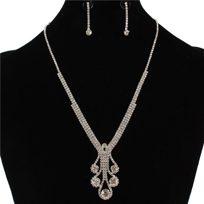 Rhinestones Drop Necklace Set