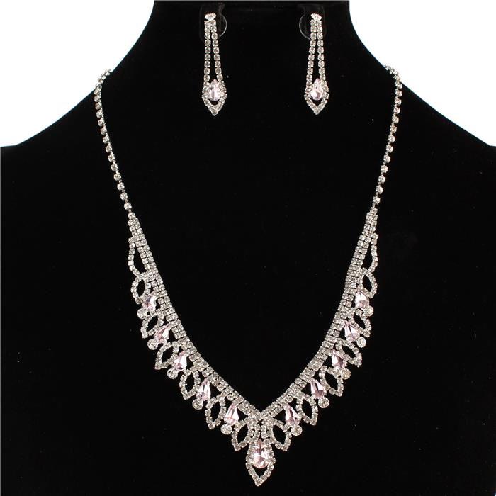 Rhinestones Leaf Necklace Set