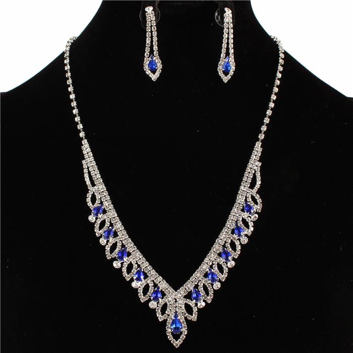 Rhinestones Leaf Necklace Set