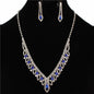 Rhinestones Leaf Necklace Set