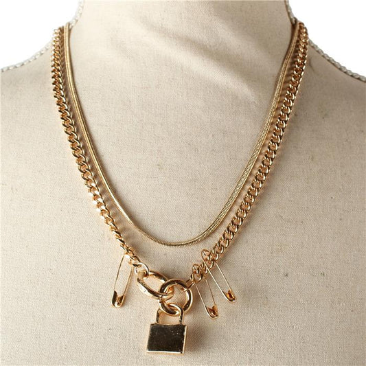 Metal Lock Pendant Necklace