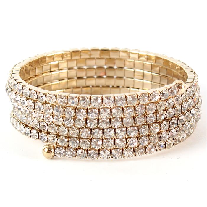 Rhinestones Basic Five Lines Bangle