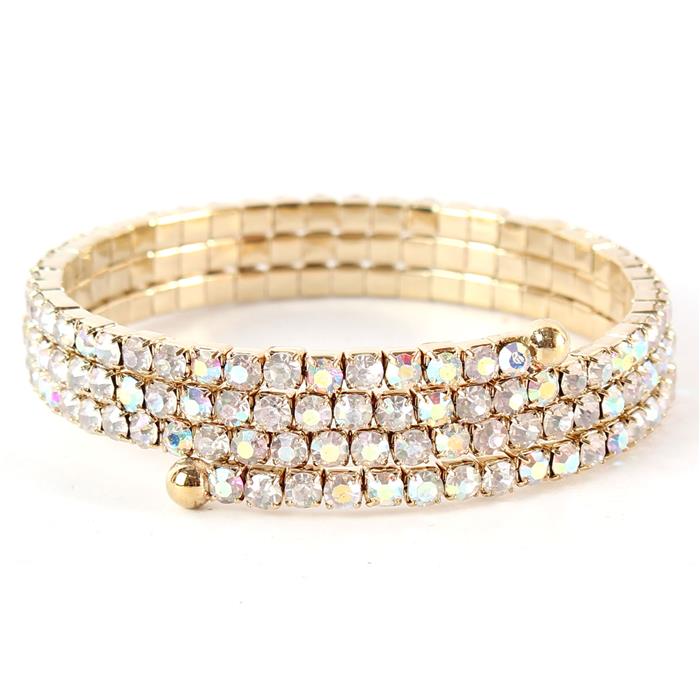 Rhinestones Basic Three Lines Bangle