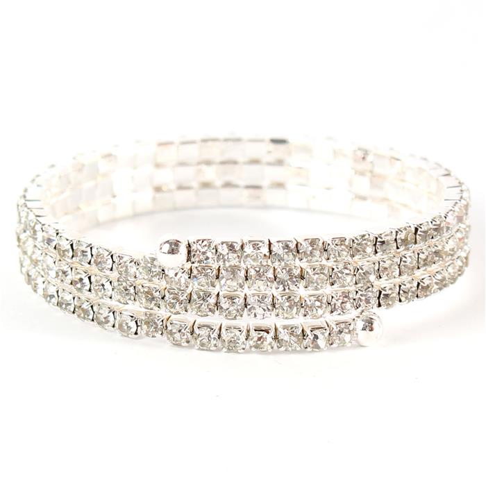 Rhinestones Basic Three Lines Bangle