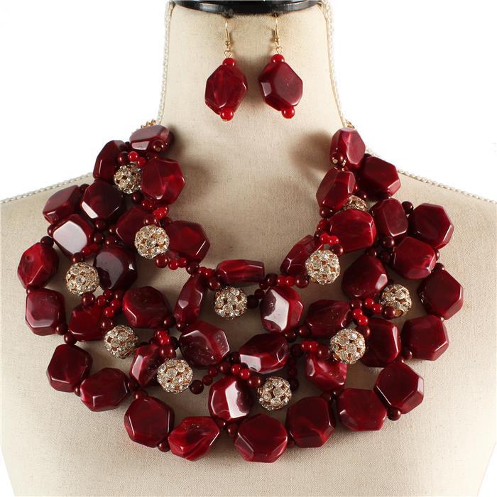 Semi Stone Fashion Necklace Set