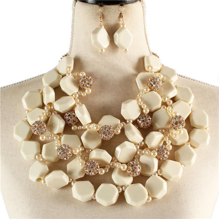 Semi Stone Fashion Necklace Set