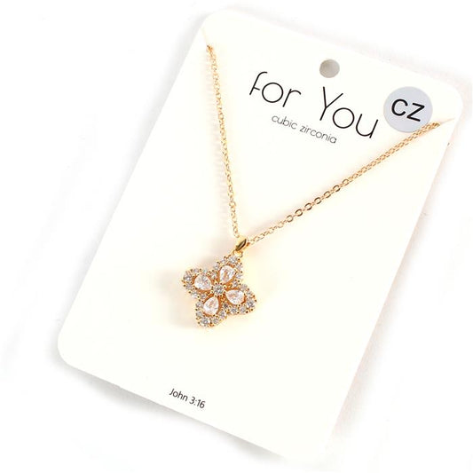 CZ Trevol Pendant Necklace