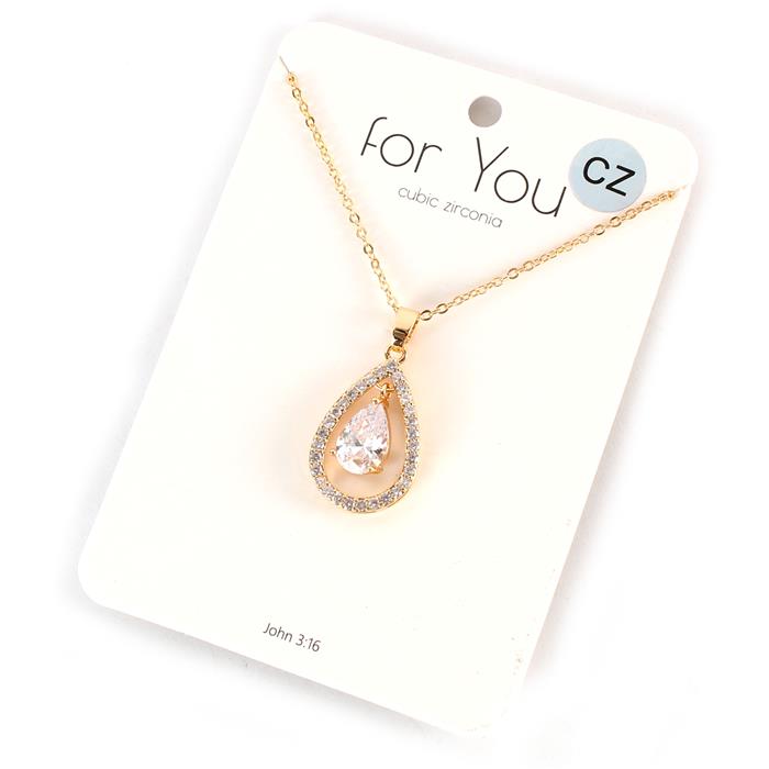 CZ Pendant Teardrop Necklace