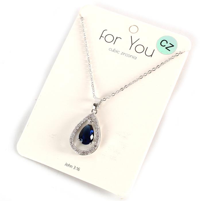 CZ Pendant Teardrop Necklace