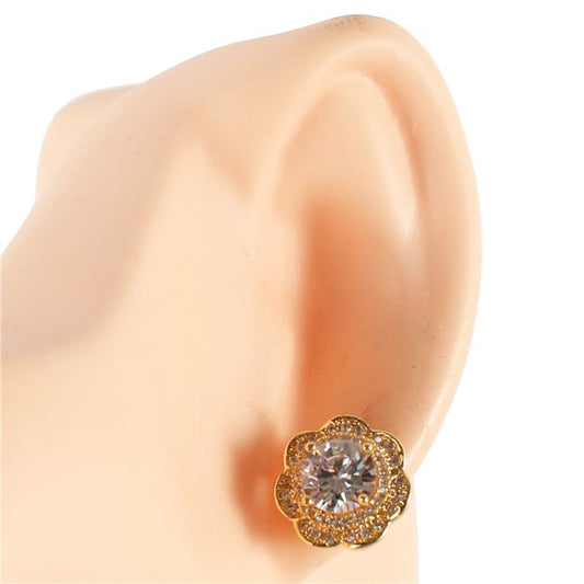 Cubic Zirconia Flower Stud Earring