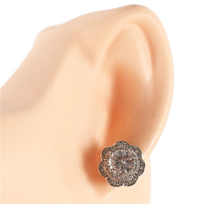 Cubic Zirconia Flower Stud Earring