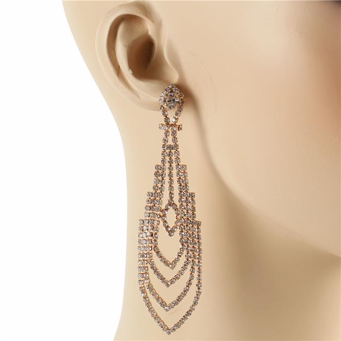 Rhinestones Long Earring