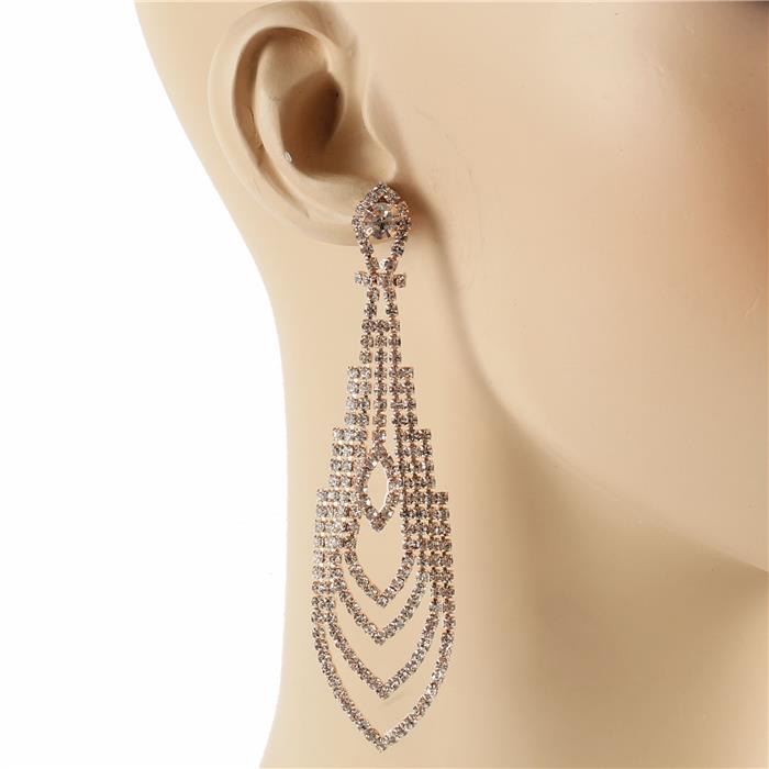 Rhinestones Long Earring