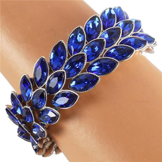 Crystal Leaves Stretch Bracelet