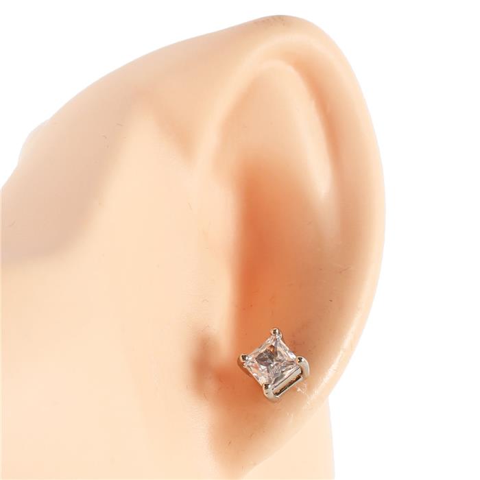 Cubic Zirconia Square Stud Earring