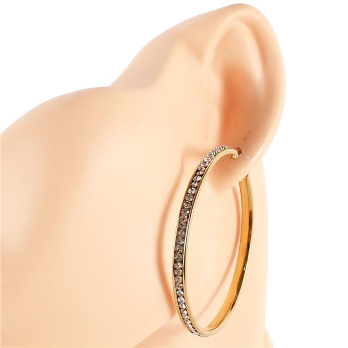 50mm Rhodium CZ Hoop Earring