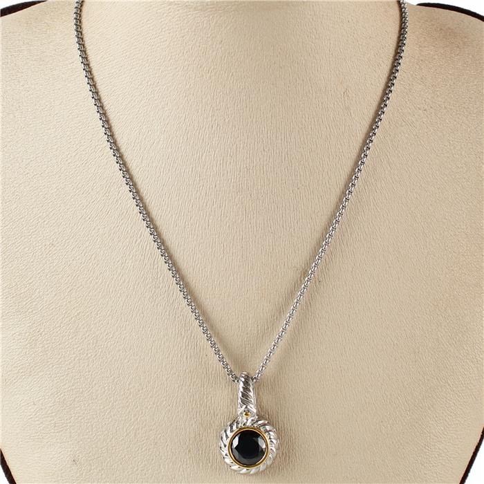 CZ Round Charm Necklace