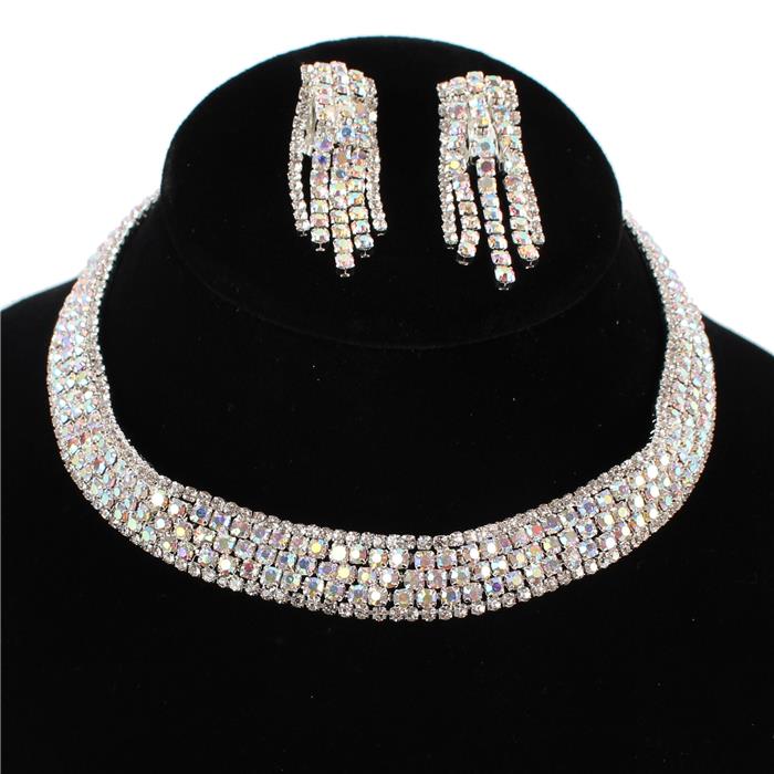 Rhinestones Choker Necklace Set