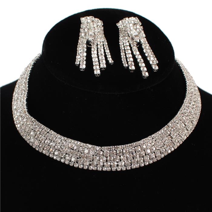 Rhinestones Choker Necklace Set