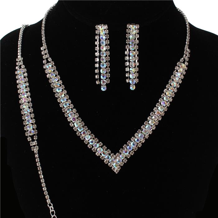 3 PC Rhinestones Necklace Set