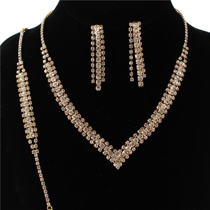 3 PC Rhinestones Necklace Set