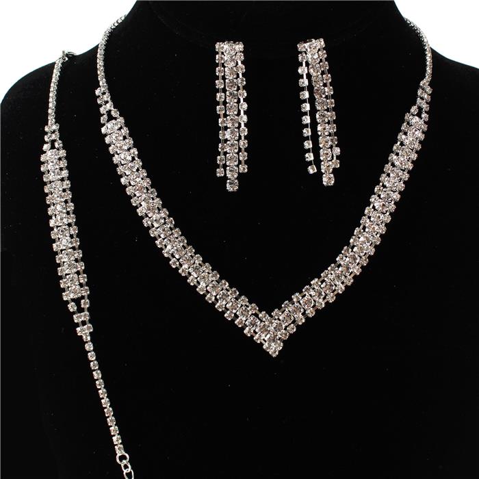 3 PC Rhinestones Necklace Set