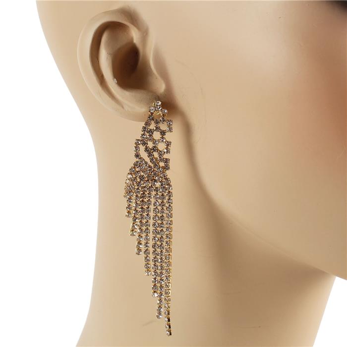 Rhinestones Long Fringeds Earring