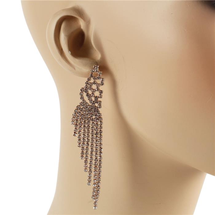 Rhinestones Long Fringeds Earring