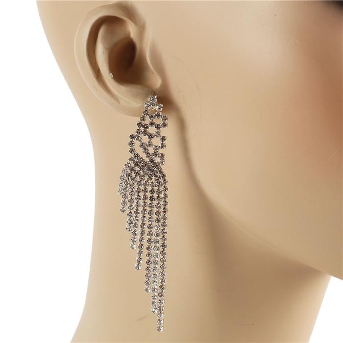 Rhinestones Long Fringeds Earring