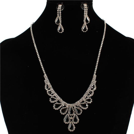 Rhinestones Teardrop Necklace Set