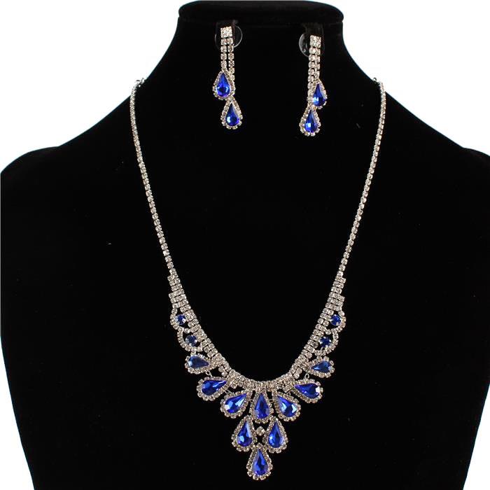 Rhinestones Teardrop Necklace Set