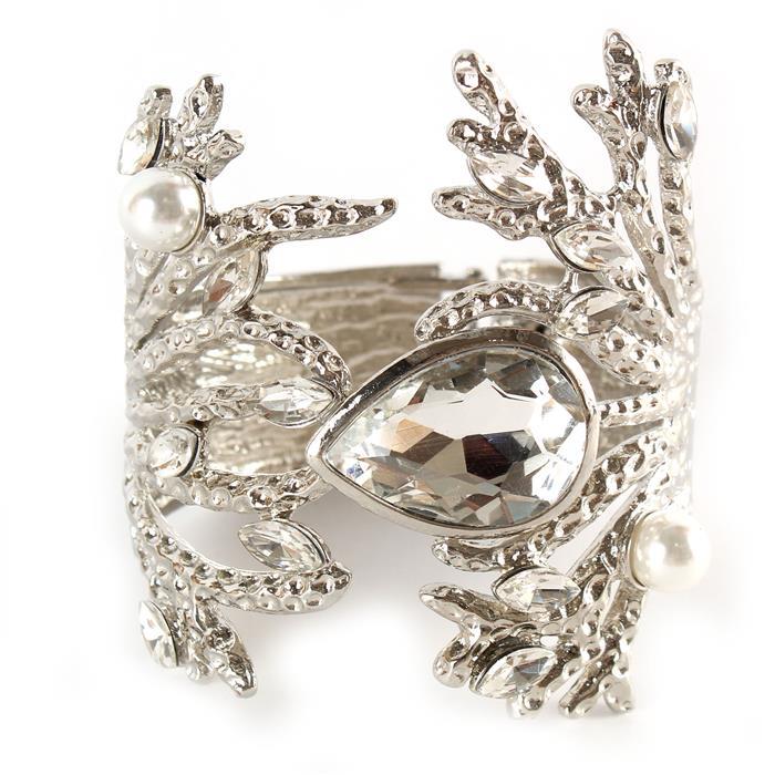 Meatl Crystal Cuff Bangle