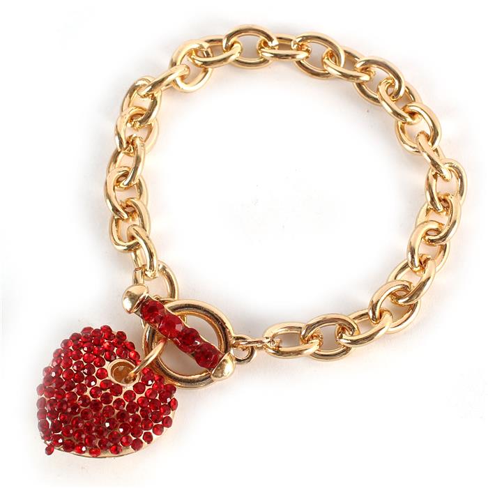 Metal Charm Stones Heart Bracelet