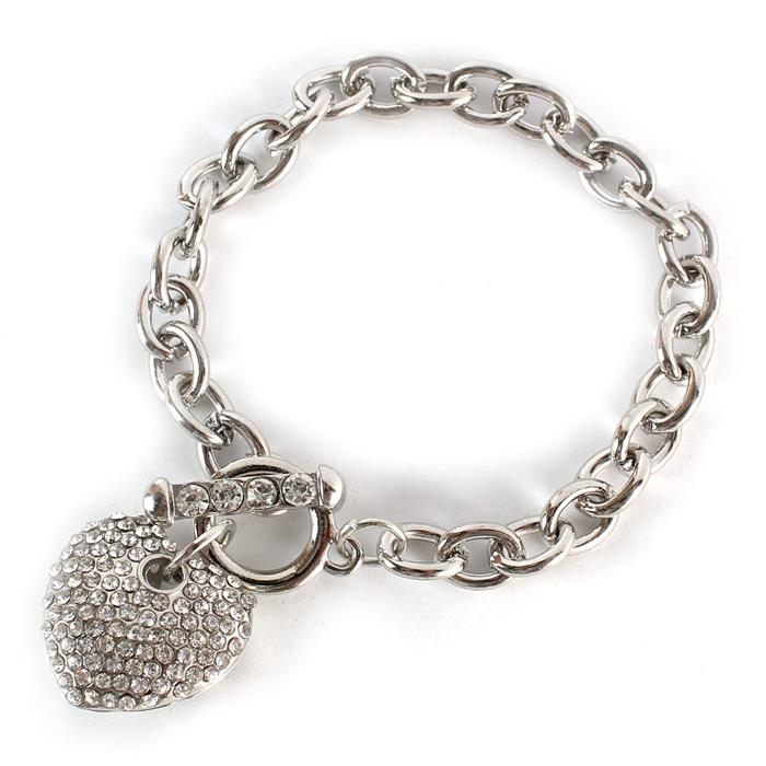 Metal Charm Stones Heart Bracelet