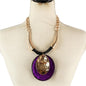 Fashion Faux Leather Oval Necklace Set