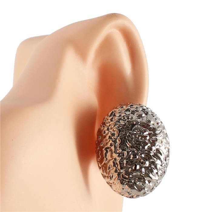 Metal Hammered Oval Clip-On Earring