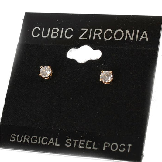 4 MM Cubic Zirconia Round Stud Earring