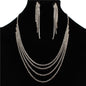 Rhinestones Three Layereds Necklace Set