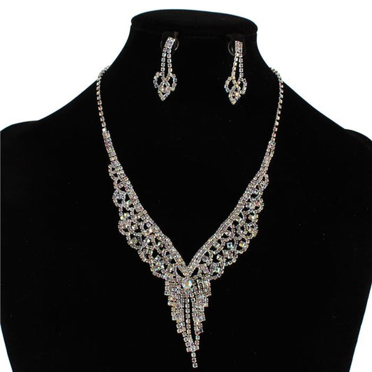 Rhinestones Swirl Necklace Set