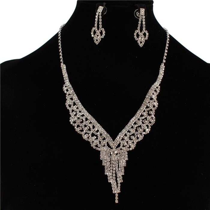 Rhinestones Swirl Necklace Set