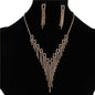 Rhinestones Fringeds Rectangle Necklace Set