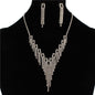 Rhinestones Fringeds Rectangle Necklace Set