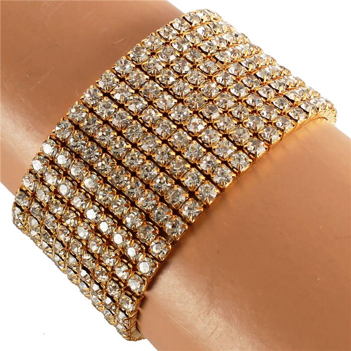 Rhinestone 9 Line Stretch Bracelet