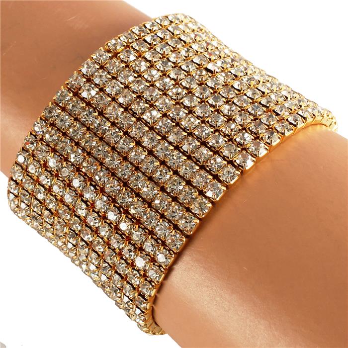 Rhinestone 12 Line Stretch Bracelet